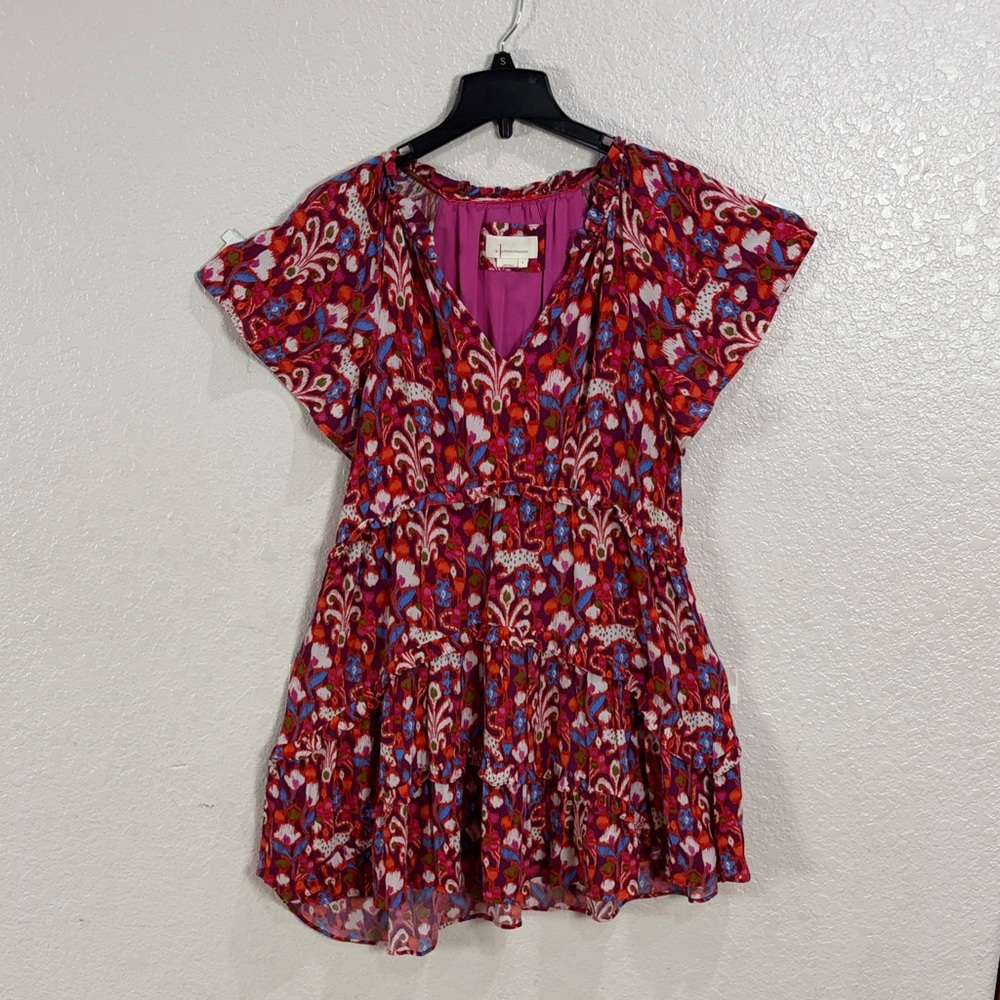 Anthropologie ,Size S,Floral V-Neck Women dress - Red and Pink
